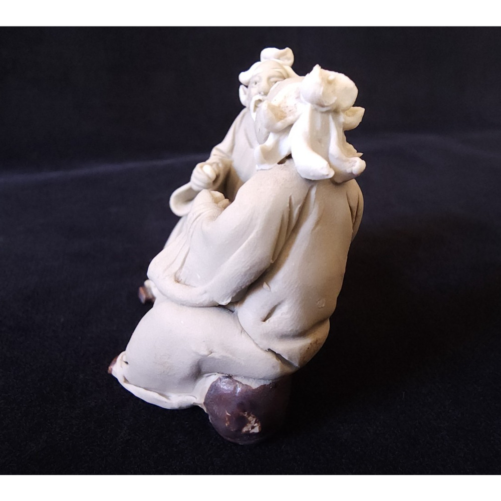 Vintage Shiwan Mudmen Lot of 3 Chinese Clay Sages Sages Scholars Figures 2" - Picture 10 of 16